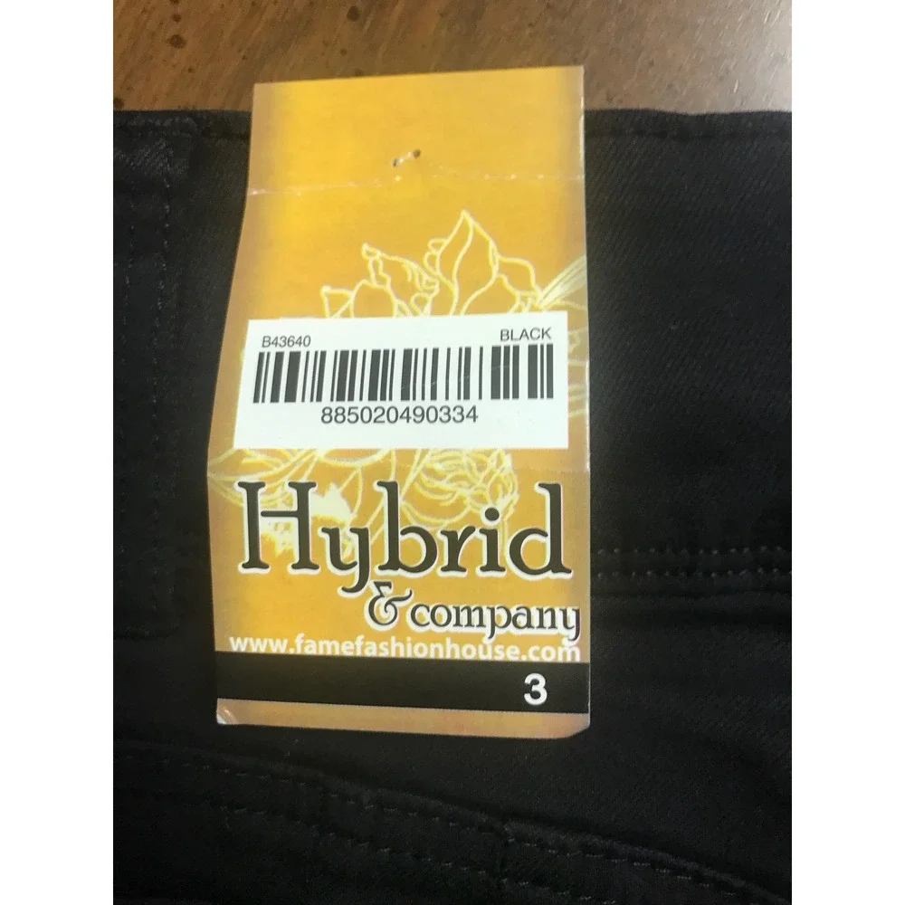 Hybrid & Company Black Distressed Bum Lifter Bermuda Shorts Size 3 - Picture 2 of 5